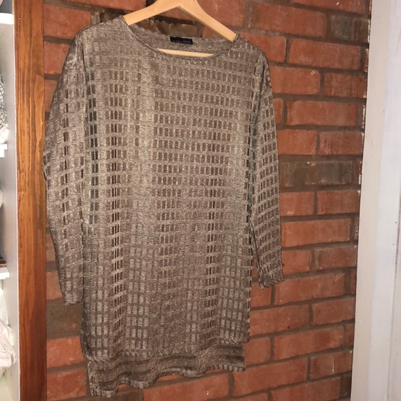 ✨Last chance -donating this week✨3/$30 |Zara W&B | Metallic Sage/Gold Tunic|Sz M - Picture 1 of 5